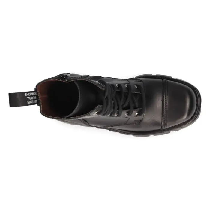 New Rock M-NewMILI083-S19 COMBAT BOOTS Black Leather Military Biker Shoes - Image 4