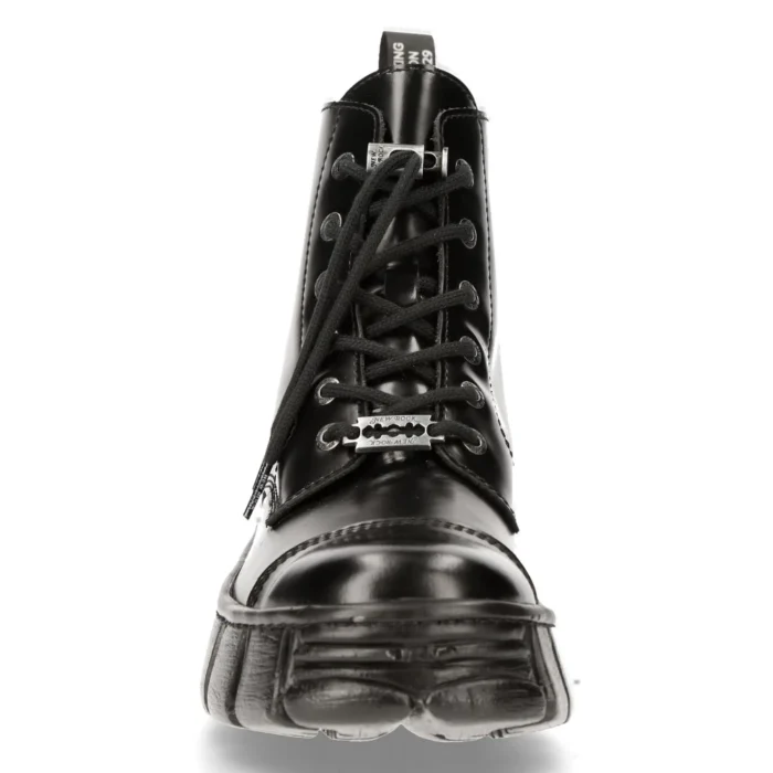 New Rock M-WALL005N-C6 Black Leather Wall Gothic Rock Biker Ankle Boots Patent - Image 8