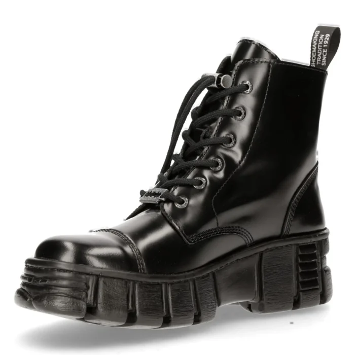 New Rock M-WALL005N-C6 Black Leather Wall Gothic Rock Biker Ankle Boots Patent - Image 7