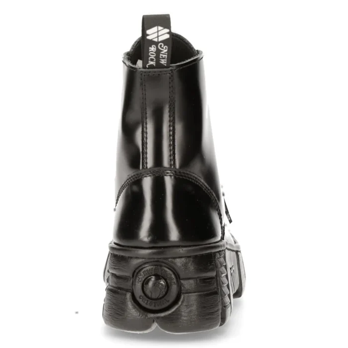 New Rock M-WALL005N-C6 Black Leather Wall Gothic Rock Biker Ankle Boots Patent - Image 6