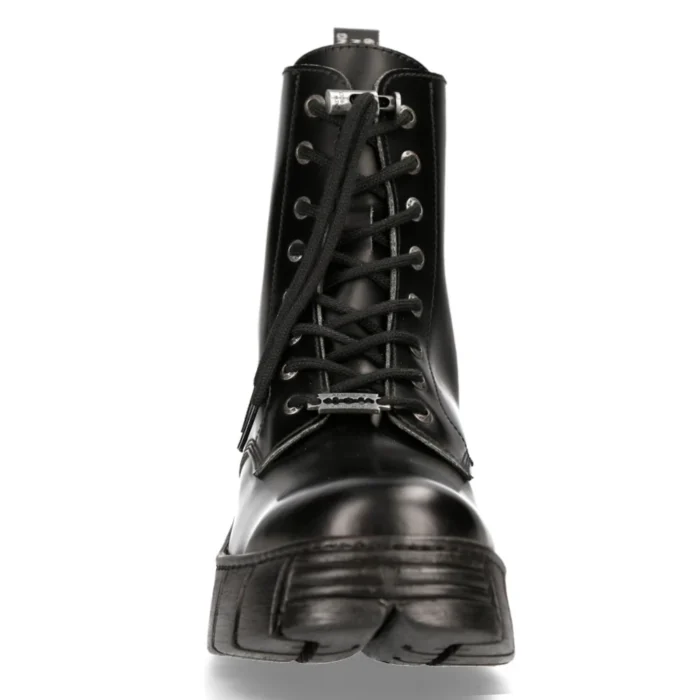 New Rock M-WALL026N-C5 Boots Black Leather Wall Rock Biker Ankle Tower Boots - Image 7