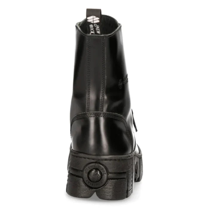 New Rock M-WALL026N-C5 Boots Black Leather Wall Rock Biker Ankle Tower Boots - Image 5