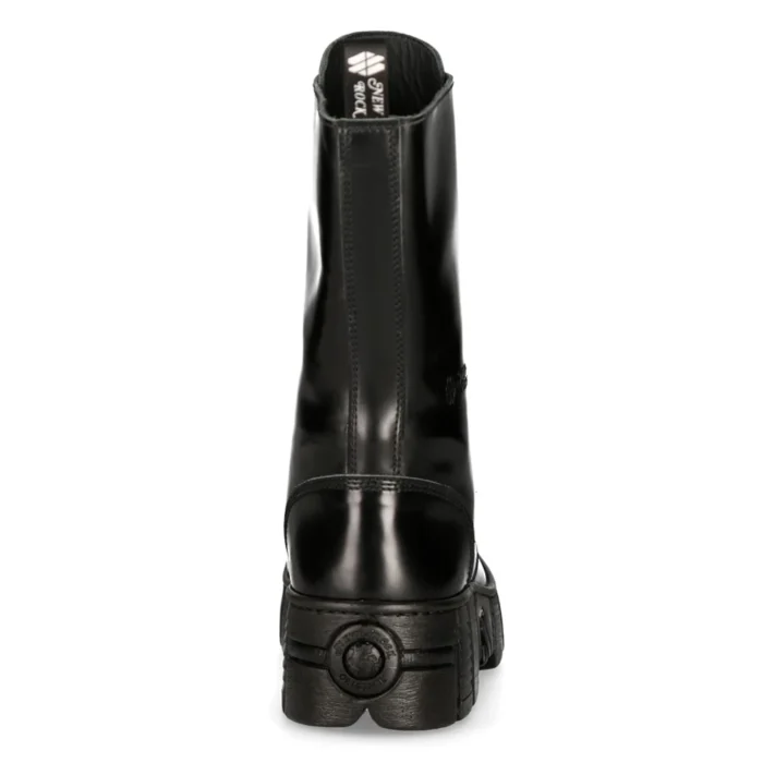 New Rock M-WALL027N-C2 Boots Black Leather Wall Rock Biker Mid-Calf Tower Boots - Image 6