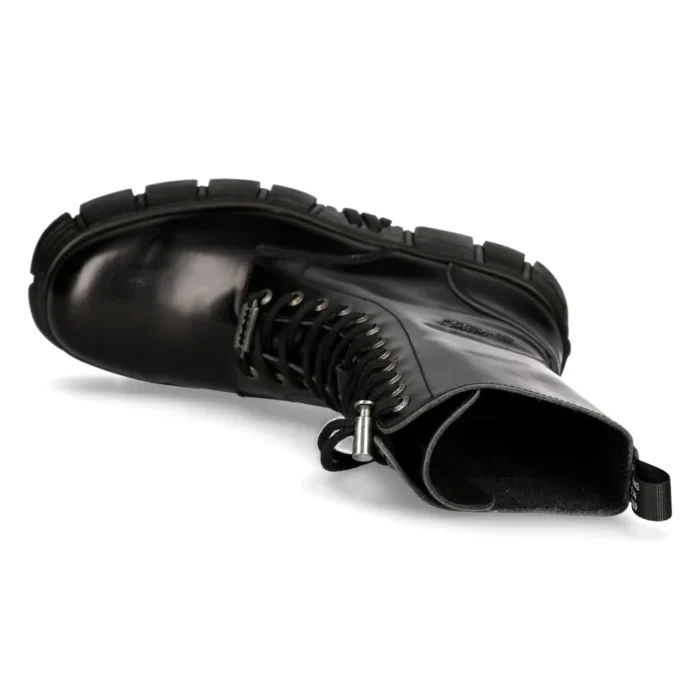 New Rock M-WALL027N-C2 Boots Black Leather Wall Rock Biker Mid-Calf Tower Boots - Image 4