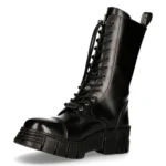 New Rock M-WALL127N-C1 Boots Black Leather Wall Rock Biker Mid-Calf Tower Boots - Image 7