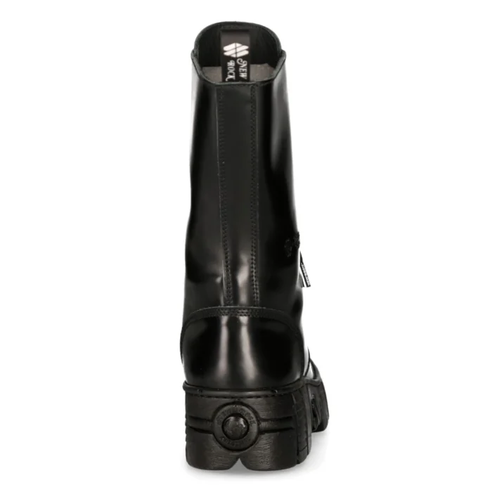New Rock M-WALL127N-C1 Boots Black Leather Wall Rock Biker Mid-Calf Tower Boots - Image 6