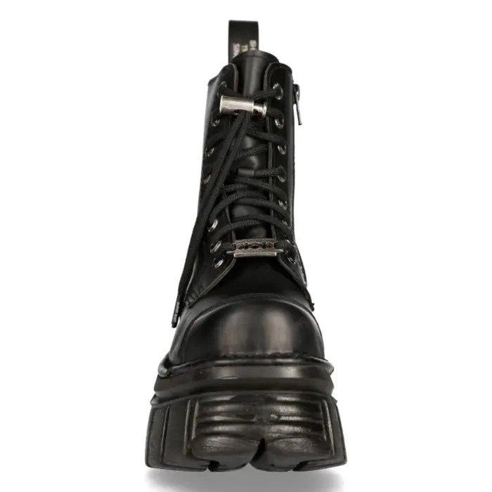New Rock M-NewMILI083-S21 TOWER COMBAT BOOTS Black Leather Platform Biker Shoes - Image 8