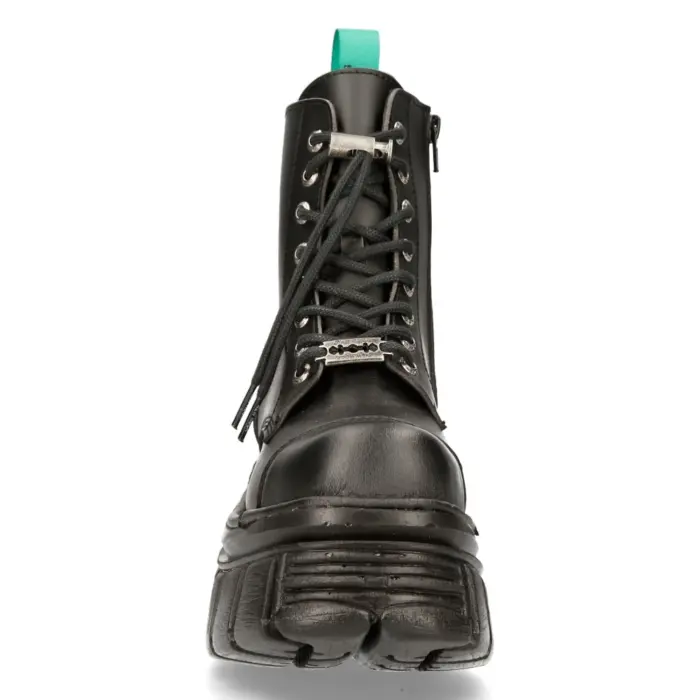 New Rock M-NewMILI083-VS2 VEGAN BOOTS Combat Black Leather Platform Biker Shoes - Image 8