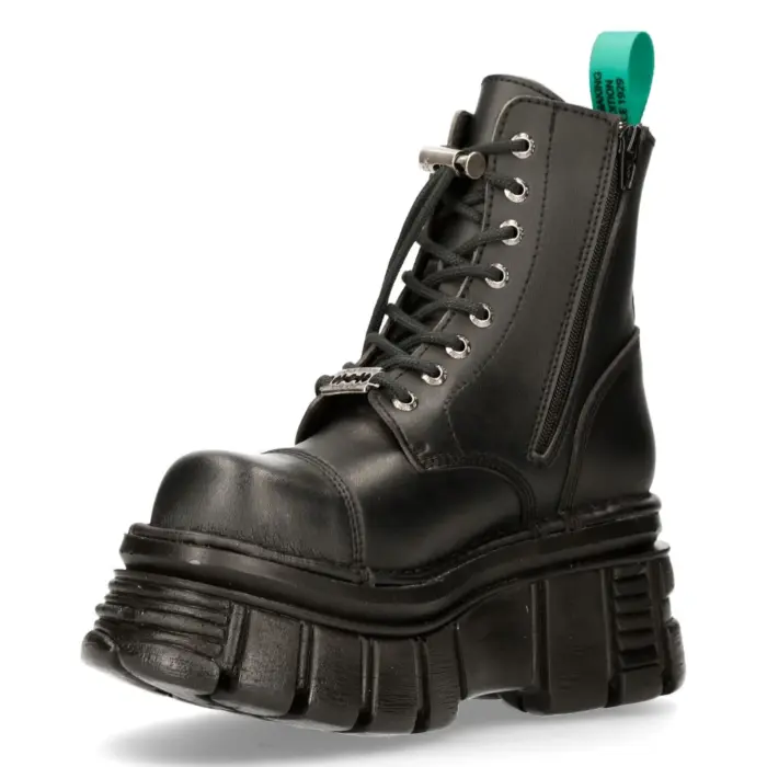 New Rock M-NewMILI083-VS2 VEGAN BOOTS Combat Black Leather Platform Biker Shoes - Image 7