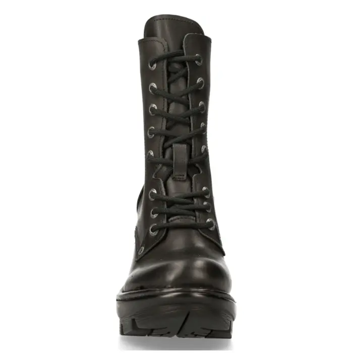 Ladies New Rock Platform Heel Boots Plain Metal Military Punk Goth NewTYRE07X-S1 - Image 8