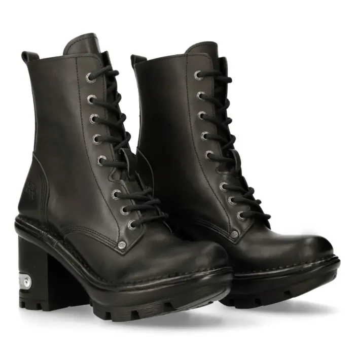 Ladies New Rock Platform Heel Boots Plain Metal Military Punk Goth NewTYRE07X-S1 - Image 3
