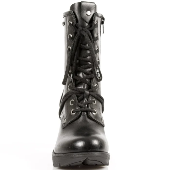 New Rock TR001-S1 Ladies Trail Black 100% Leather Gothic Punk Lace Boots - Image 6