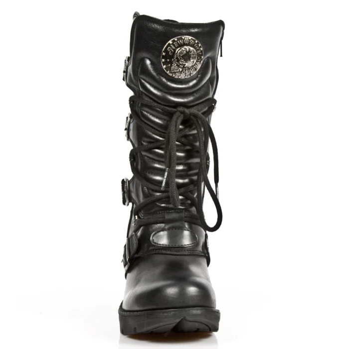 New Rock TR003-S1 womens Platform Heel Metal Rock Punk Laces Mid Boots Goth - Image 7