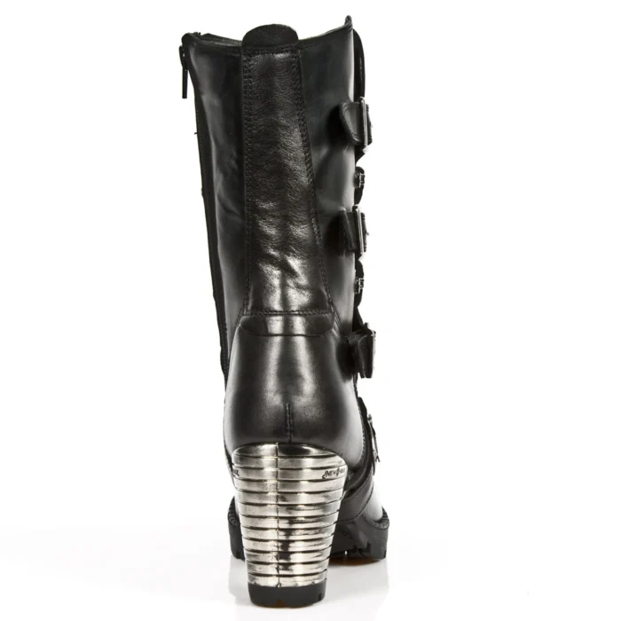 New Rock TR003-S1 womens Platform Heel Metal Rock Punk Laces Mid Boots Goth - Image 5