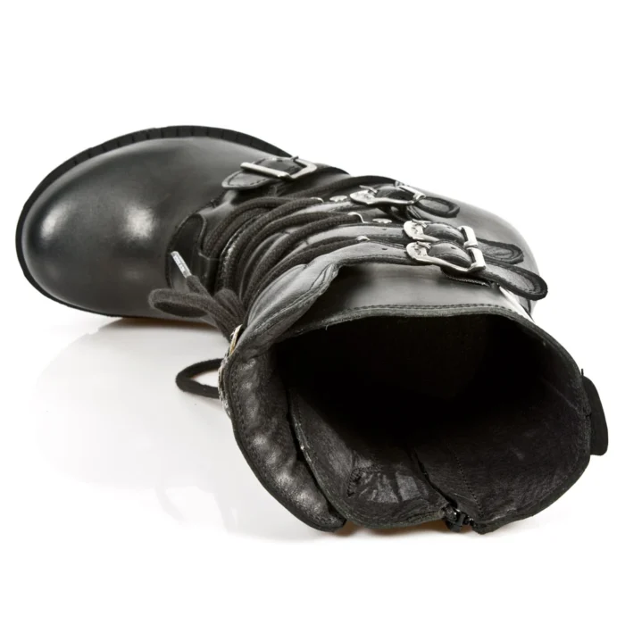 New Rock TR003-S1 womens Platform Heel Metal Rock Punk Laces Mid Boots Goth - Image 3