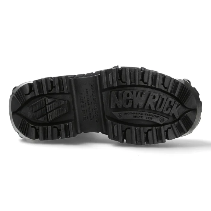 New Rock Boots WALL083C-S4 Unisex Metallic Black Leather Platform Gothic Boots - Image 4