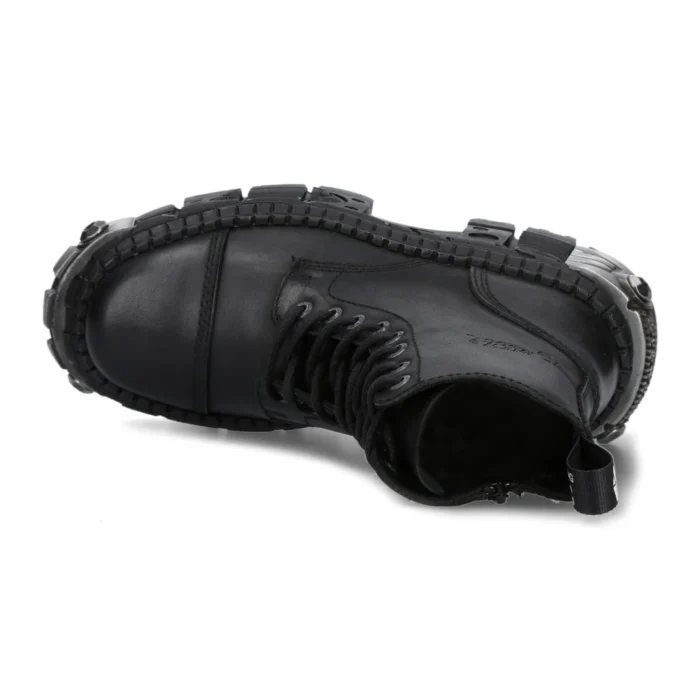 New Rock Boots WALL083C-S4 Unisex Metallic Black Leather Platform Gothic Boots - Image 3