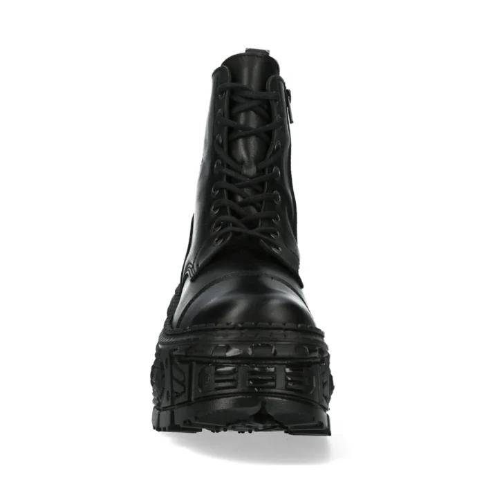 New Rock Boots Punk WALL083C-S5 Unisex Metallic Black Leather Platform Gothic EMO - Image 8