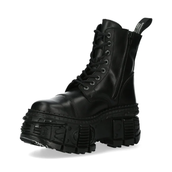 New Rock Boots Punk WALL083C-S5 Unisex Metallic Black Leather Platform Gothic EMO - Image 7