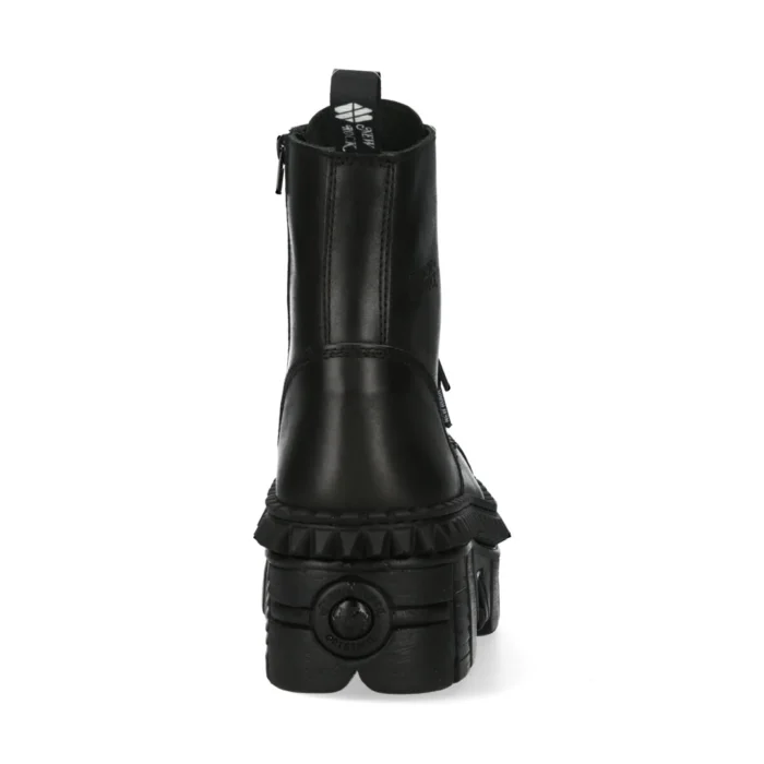 New Rock Boots Punk WALL083CCT-S6 Metallic Black Leather Platform Ankle Shoes - Image 6