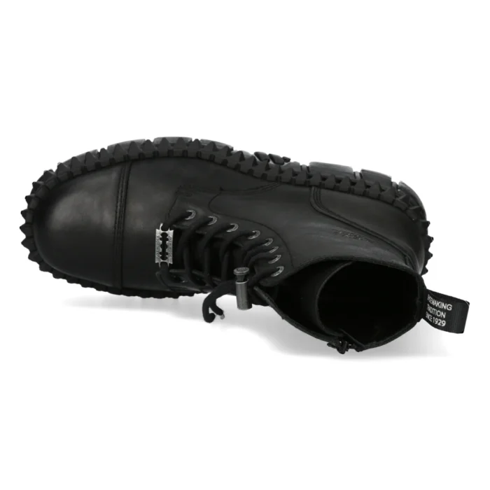 New Rock Boots Punk WALL083CCT-S6 Metallic Black Leather Platform Ankle Shoes - Image 4
