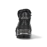 New Rock Boots WALL106-S10 Unisex Metallic Black Leather Platform Gothic Boots - Image 5