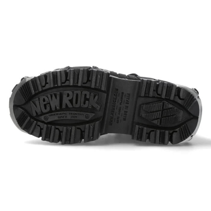 New Rock Boots WALL106-S10 Unisex Metallic Black Leather Platform Gothic Boots - Image 4