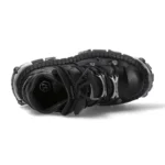 New Rock Boots WALL106-S10 Unisex Metallic Black Leather Platform Gothic Boots - Image 3