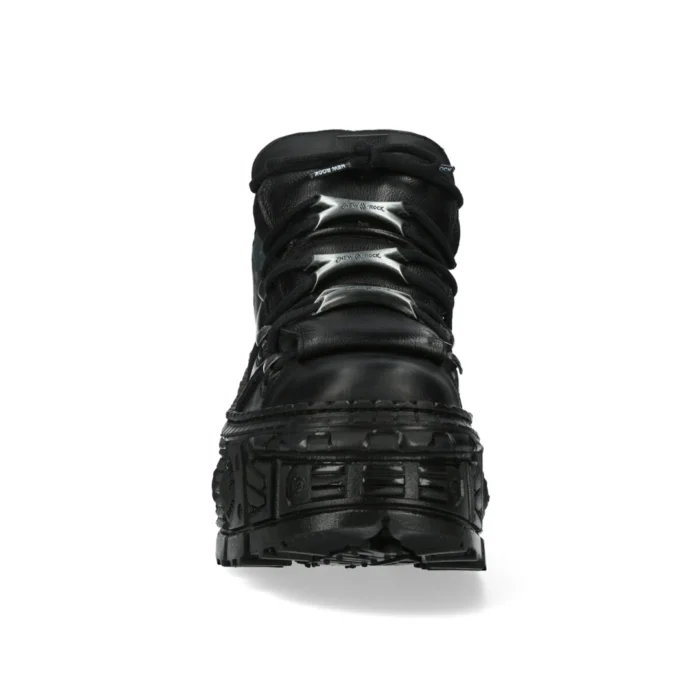 New Rock Boots Punk Rock WALL106-S12 Metallic Black Leather Platform Boots - Image 8