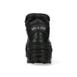 New Rock Boots Punk Rock WALL106-S12 Metallic Black Leather Platform Boots - Image 6