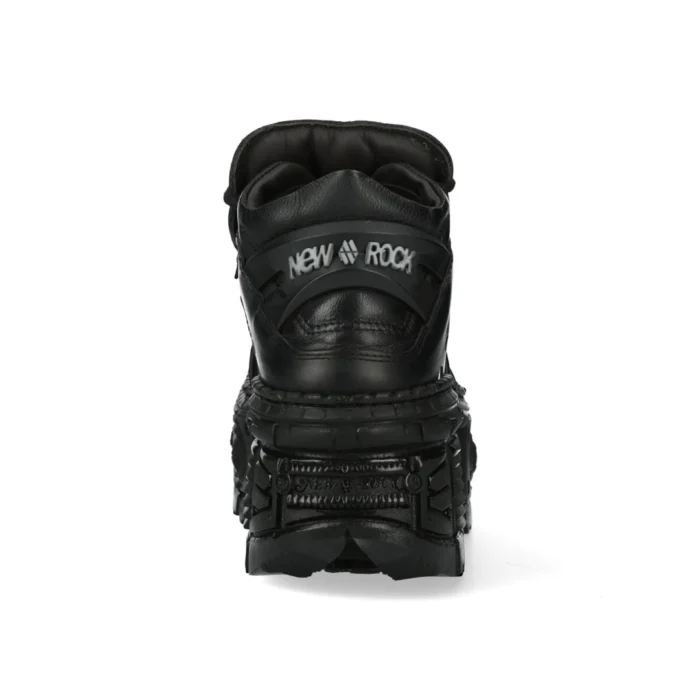 New Rock Boots Punk Rock WALL106-S12 Metallic Black Leather Platform Boots - Image 6