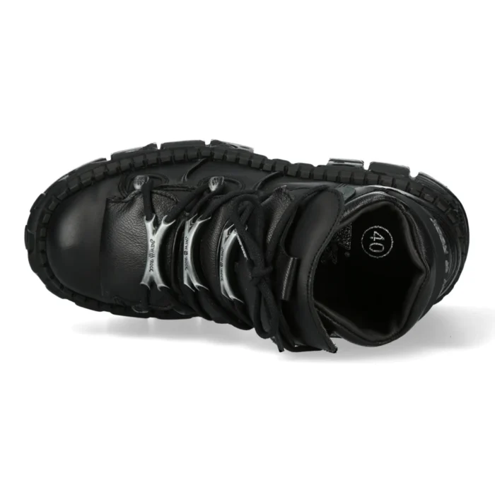 New Rock Boots Punk Rock WALL106-S12 Metallic Black Leather Platform Boots - Image 4