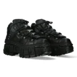 New Rock Boots Punk Rock WALL106-S12 Metallic Black Leather Platform Boots - Image 3