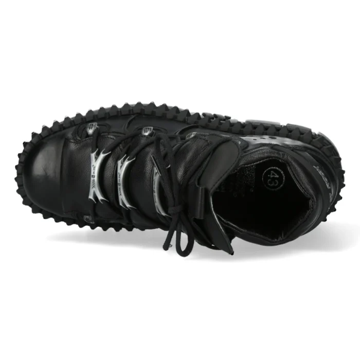 New Rock Boots Punk WALL106-S13 Metallic Black Leather Platform Ankle Shoes - Image 4