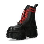 New Rock Boots WALL126CCT-C1 Unisex Metallic Black Leather Platform Gothic Boots - Image 2
