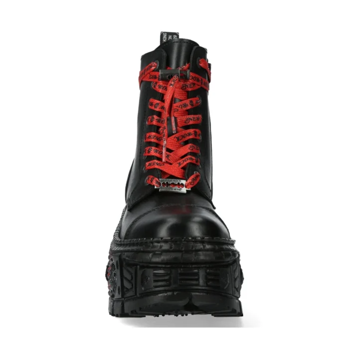 New Rock Boots WALL126CCT-C1 Unisex Metallic Black Leather Platform Gothic Boots - Image 6