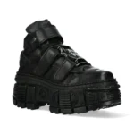New Rock Boots Punk Rock WALL285-S2 Metallic Black Leather Gothic Boots - Image 2