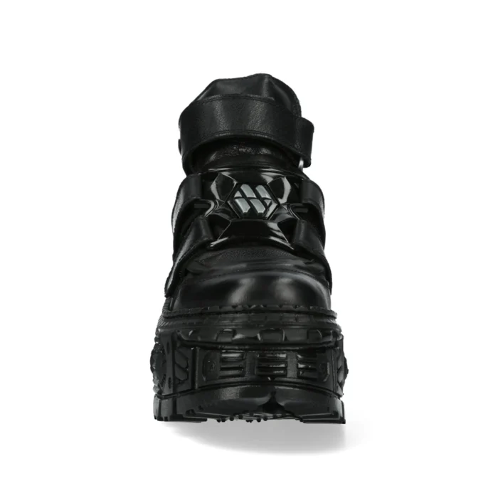 New Rock Boots Punk Rock WALL285-S2 Metallic Black Leather Gothic Boots - Image 8