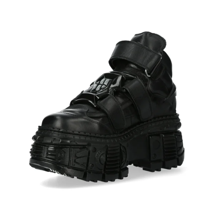 New Rock Boots Punk Rock WALL285-S2 Metallic Black Leather Gothic Boots - Image 7