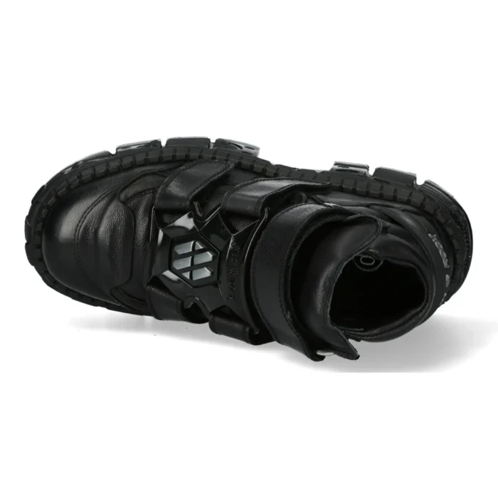 New Rock Boots Punk Rock WALL285-S2 Metallic Black Leather Gothic Boots - Image 4