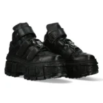 New Rock Boots Punk Rock WALL285-S2 Metallic Black Leather Gothic Boots - Image 3