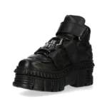 New Rock Boots Punk WALL285-S3 Unisex Metallic Black Leather Platform Gothic Shoes - Image 7