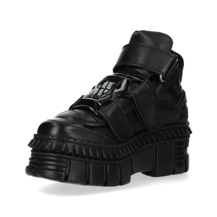 New Rock Boots Punk WALL285-S3 Unisex Metallic Black Leather Platform Gothic Shoes - Image 7