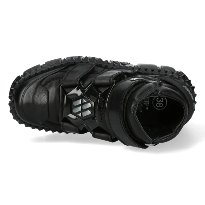 New Rock Boots Punk WALL285-S3 Unisex Metallic Black Leather Platform Gothic Shoes - Image 4