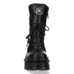 New Rock Boots Punk WALL373-S6 Unisex Metallic Black Leather Platform EMO - Image 8