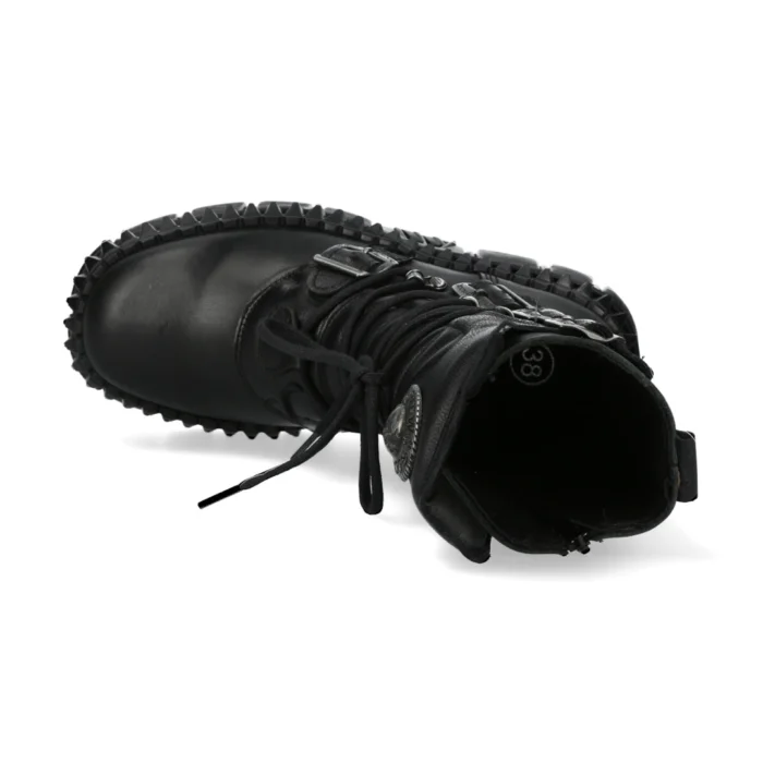 New Rock Boots Punk WALL373-S6 Unisex Metallic Black Leather Platform EMO - Image 4