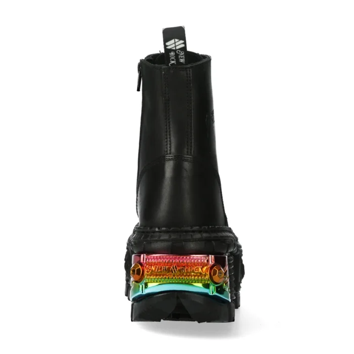 New Rock Boots WALL83CCT-S8 Unisex Metallic Black Leather Platform Gothic Boots - Image 5