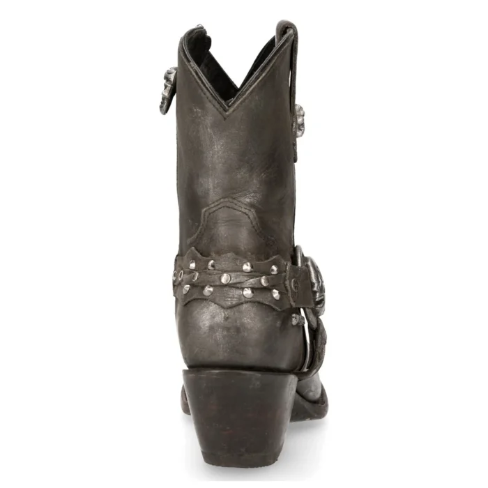 New Rock WSTM005-S1 Black Leather Cowboy Western Pointed Boots Vintage - Image 6