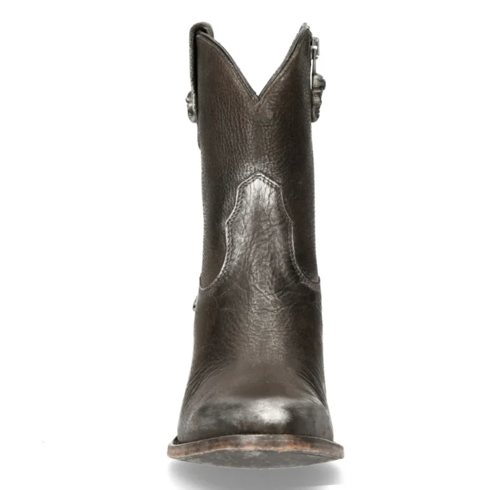 New Rock WSTM006-S1 Black Leather Cowboy Western Pointed Boots Riding Retro - Image 8