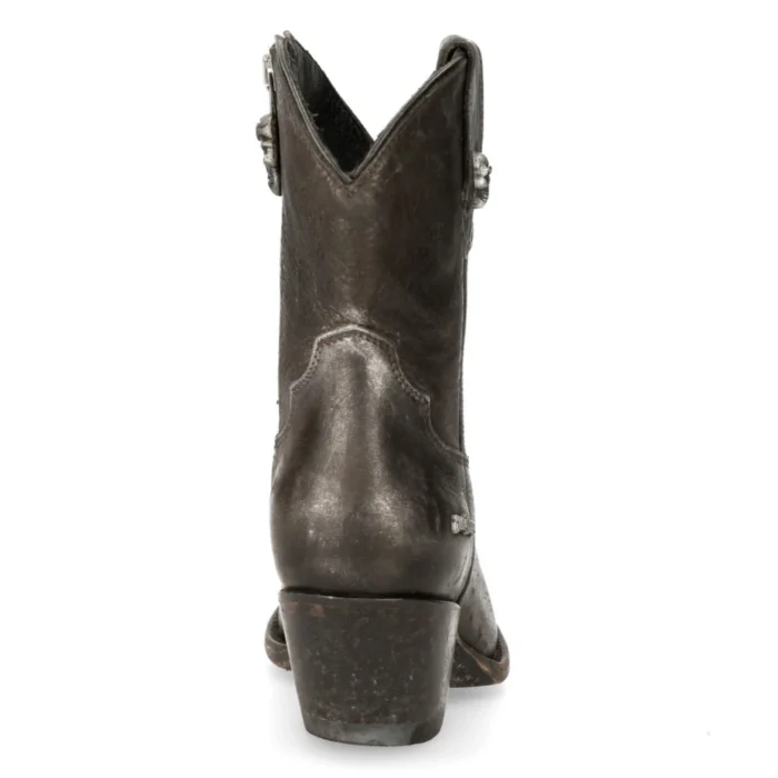 New Rock WSTM006-S1 Black Leather Cowboy Western Pointed Boots Riding Retro - Image 6